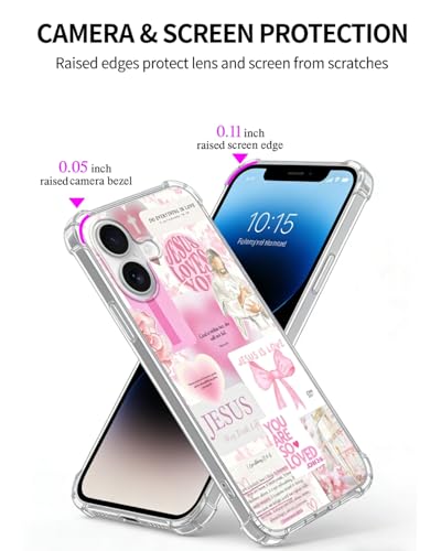 Pink Christian Aesthetic Phone Case Compatible with iPhone 17, Lord Jesus Love Phone Cover for iPhone 17 - color: Pink Christian