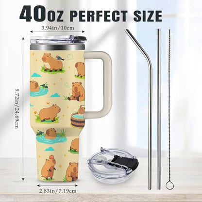 Christian Gifts for Women 40oz Tumbler - Insulated Travel Mug with Handle (Capybara1, 40 Ounces) - color: Capybara1