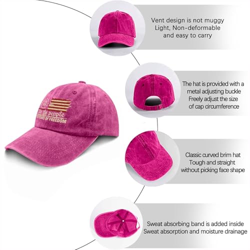 U.S. 250th Anniversary 250 Years Freedoms 1776-2026 Baseball Hats Funny - color: Rose Red Color