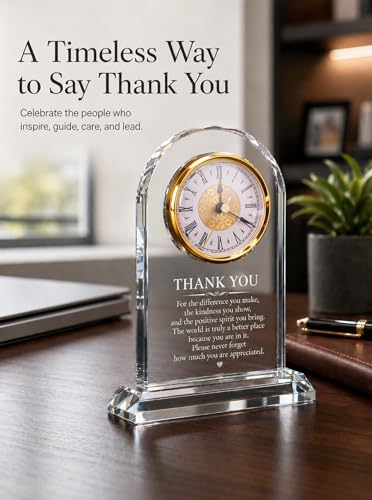 Thank You Gifts for Women Men, Appreciation Glass Desk Clock - color: Thank You Gift