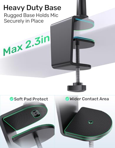 19“ Gooseneck Microphone Stand for Desk, Heavy-Duty Clamp, Easy Clamp-On - size: Heavy-Duty Clamp