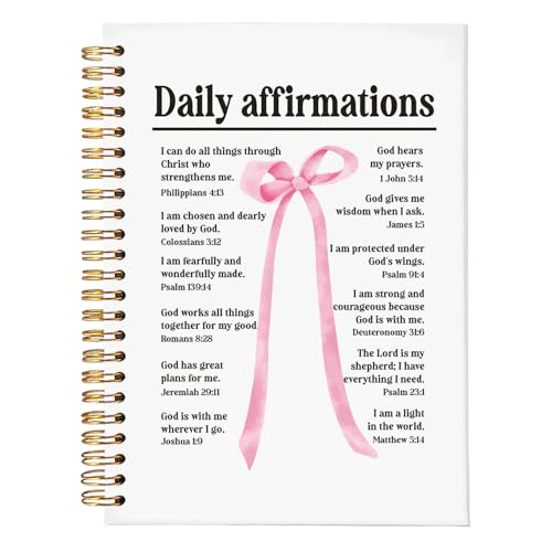 Bible Study Journal Supplies,Pink Bow Bible Notebook for Note Taking - color: Daily affirmations