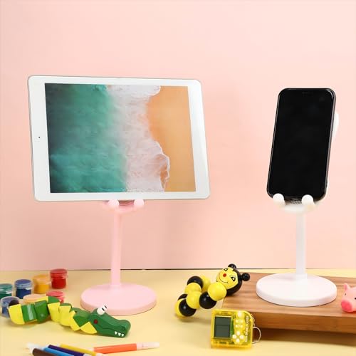 Kathfly 2 Pack Cute Phone Stand for Desk, Pink and White, Rabbit - color: Pink and White, style: Rabbit