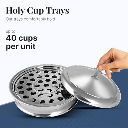 Communion Tray Set | Church Communion Tray Set | Stackable 1 Communions Tray with a Cover, 40-Hole Disk | Communions Supplies | Stainless Steel - Shiny Mirror Finish