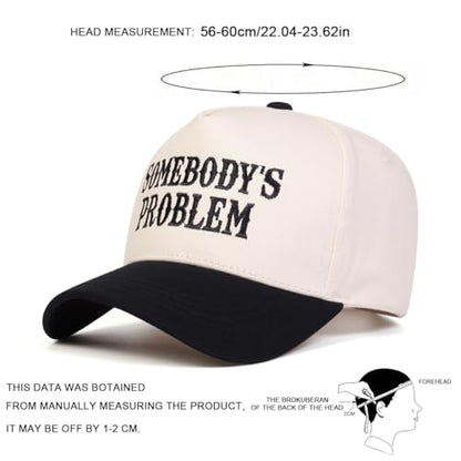 Trendy Embroidered Baseball Cap for Men & Women, Adjustable Snapback Hat for Casual Wear - color: Somebody's Problem| Black