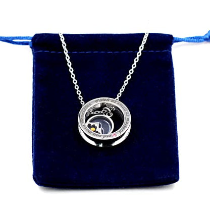 Uloveido Christian Circle Round Ring Necklace Engraved Faith As Small As A Mustard Seed Can Move Mountains Y958 - style: Pink CZ-round mountain