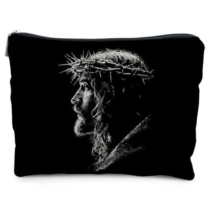Christian Jesus Makeup Bag, Christian Gifts for Women Men Faith, Crown of Thorns Religious Bible Verse Cosmetic Bag Canvas Toiletry Zipper Pouch for Women - color: JESUUS 2