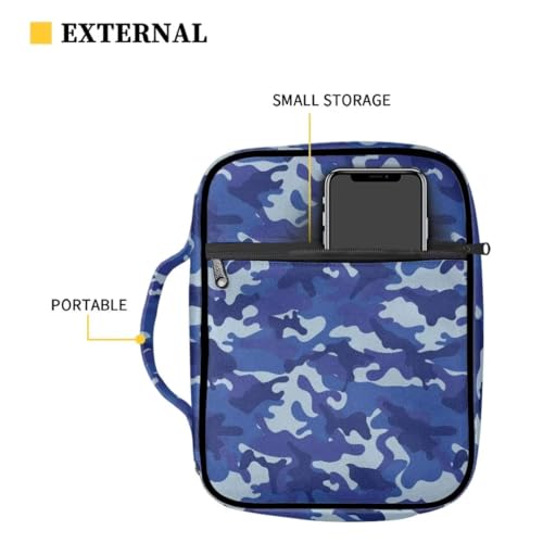Coldinair Camo Bible Cover Case for Boy,Bible Bags Book Covers Kids Scripture Carrying Case with Handle and Pocket,Bible Book Carrying Case Tote Handbag,Blue - color: Camo,blue
