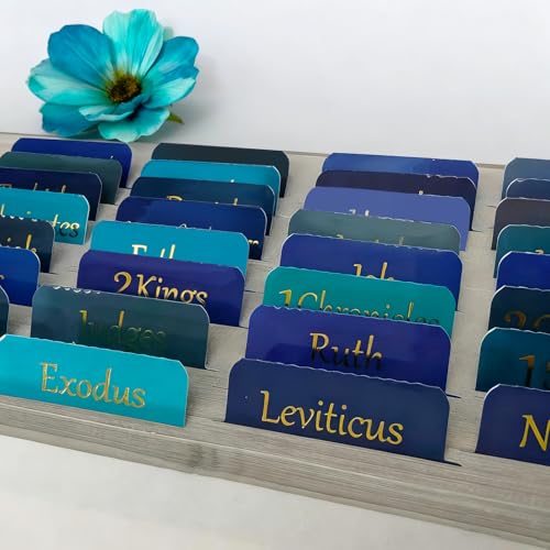 Vorscrin-Laminated Bible Tabs for Women and Men, Gold Foil Lettering Design, Reposition and Large Print Stickers, Bible Study Supplies, 90 Chapters Labels for Easy Navigation(Blue) - color: Blue