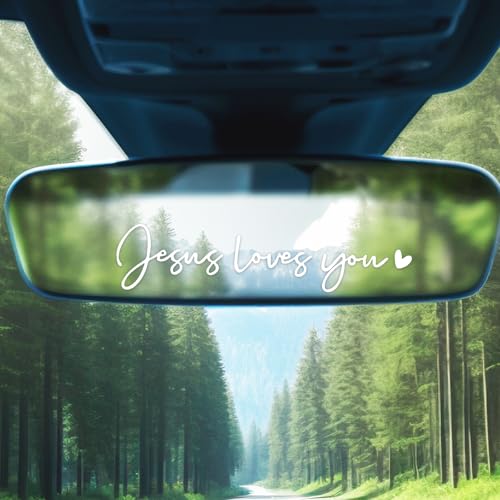3X Jesus Loves You Christian Mirror Stickers Decals for Car Rearview(White) - color: White Jesus Loves You