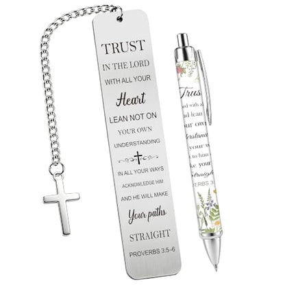 Bible Book Mark for Women, Trust in the Lord Metal Bookmark and Pen Set - style: Trust in the Lord 02
