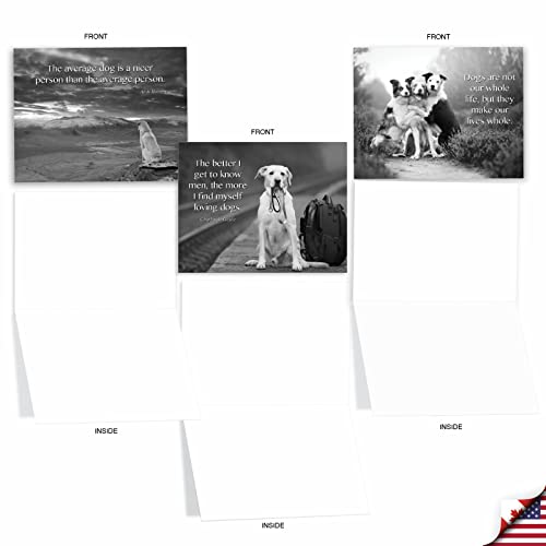 The Best Card Company - 10 Assorted Blank All Occasions Notecards Boxed Set 4 x 5.12 Inch w/Envelopes Dogs Inspirational Quote, Men, Women (10 Designs, 1 Each) - Canine Comments M1623BN-NB - style: Canine Comments