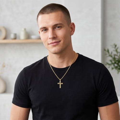 14K Gold Plated Cross Pendant Necklace Christian Jewelry Religious Gift - color: A10-Cross Gold Wood