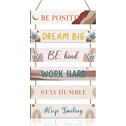 Blulu 6 Pcs Positive Quotes Wall Hanging Plaque Sign, Cute Style - style: Cute Style