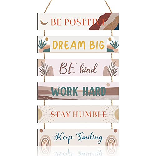 Blulu 6 Pcs Positive Quotes Wall Hanging Plaque Sign, Cute Style - style: Cute Style