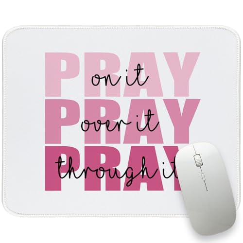 UTELKA Pink Mouse Pad Aesthetic Christian Small Mouse Pads 10.2x8.2 - color: Pink Pray on it, size: 10.2L x 8.2W inches