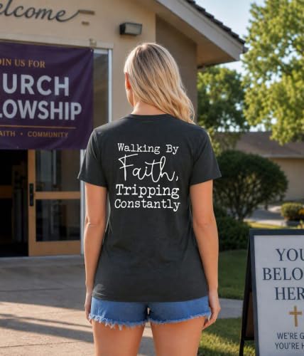 Christian Shirts for Women Religious Tshirt Bible Verse Tee Tops - color: 02-dark Gray, size: Large