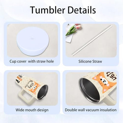 24oz Cat Paw Tumbler with Handle & Straw, Gift For Cat Lovers - color: Cat2