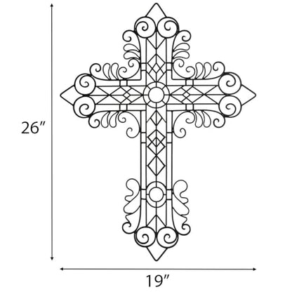 Hobby Lobby Black Metal Wall Cross, Ornate Scrollwork Design