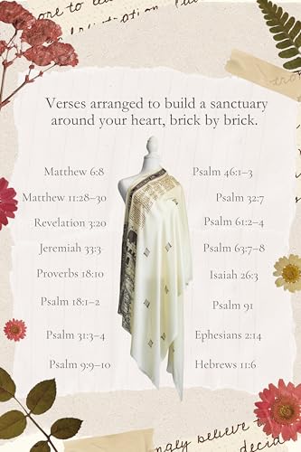Refuge Prayer Scarf – Christian Scripture Prayer Shawl with Bible Verses, Lightweight Modal Christian Scarf, Christian Gift, Bible Study & Prayer Gift