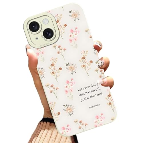 Aesthetics Jesus Christian Bible Verses Phone Case for iPhone 15 Case Flower Pattern Shockproof Soft Protective for Women Men Phone Cover Funda for iPhone 15 6.1 Inch - color: Aesthetics, size: for iPhone 15