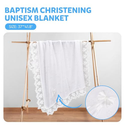 Baby Blanket White Lace Knitted Crochet Towel Baptism Christening Gift - color: Lace Blanket