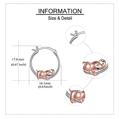 Fox/Pig/Mushroom/Cat Earrings Sterling Silver Cute Hoop Earrings Animal Jewelry Gifts for Women Daughter - style: elephant
