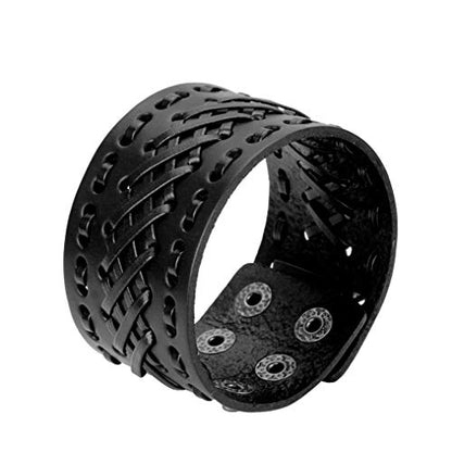 Jeilwiy Punk Rock Gothic Black Rivet Leather Spiked Necklace Collar Neckband Leather Choker Necklace for Women Mom Gifts Adjustable - color: braided bracelet