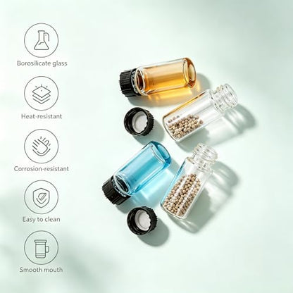 10 Pack 10ml Clear Small Glass Bottles with Plastic Screw Caps - color: clear, size: 10ml