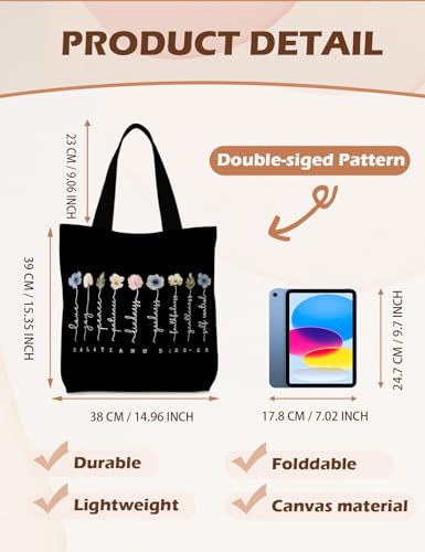 Bible Bags for Women, Christian Tote Bag, Gifts for Christian Women - color: Black