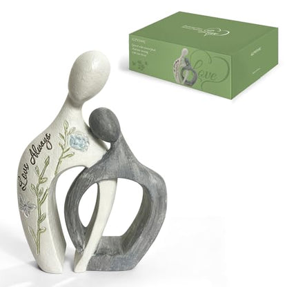 Anniversary Wedding Engagement Gift, White Couple Arm in Arm Statue - color: White-arm in Arm