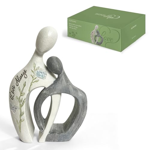 Anniversary Wedding Engagement Gift, White Couple Arm in Arm Statue - color: White-arm in Arm