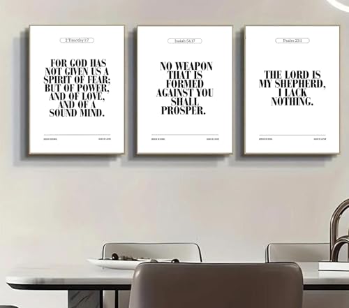 Bible Verse Christian Wall Art, 3 Piece Unframed Scripture Prints, 12x16 - color: Bible Verses, size: 16"L x 12"W