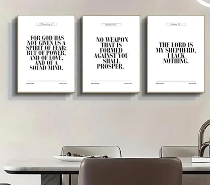 Bible Verse Christian Wall Art, 3 Piece Unframed Scripture Prints, 12x16 - color: Bible Verses, size: 16"L x 12"W