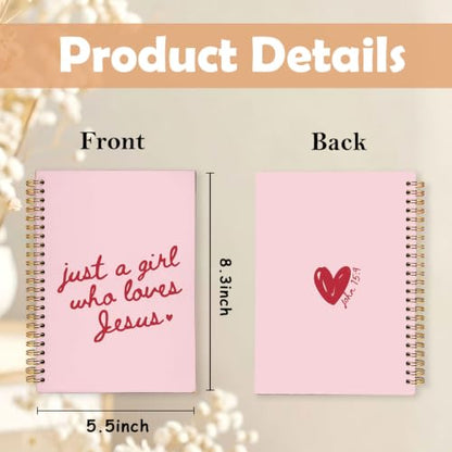 Christian Spiral Notebook for Women,Just a Girl Who Loves Jesus A5 - color: Bible-John 15:9