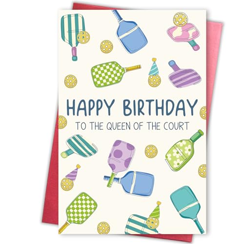 Pickleball Birthday Card for Woman, Birthday gift for Pickleball Lovers, Happy Birthday Queen of the Court - color: Pickleball