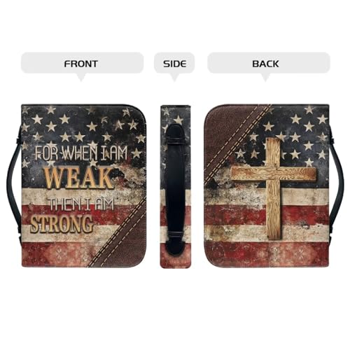 Small Bible Cover Case for Women Men Amercan Flag and Cross PU Leather Bible Case with Bookmark Church Bag Book Carrying Case Bible Cover for Women Men Bible Case for Men Women - color: Amercan Flag and Cross, size: Small
