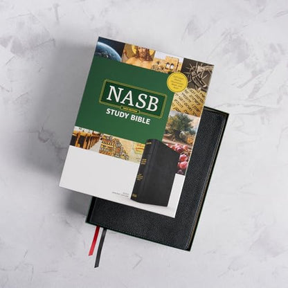 NASB Study Bible, Black Genuine Leather, Full-Color, Red Letter, Study Notes and Commentary, Illustrations, Book Introductions, Articles, Word Studies, Outlines, Timelines, Maps