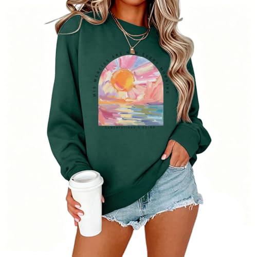 Christian Sweatshirts for Women Jesus Religious Faith Tops - color: Green, size: X-Large