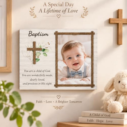 Baptism Gifts for Boys Girls, Baptism Photo Frame with Gift Box, Leaf - style: Leaf