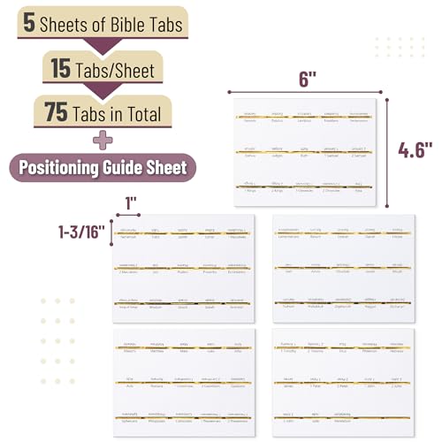 Mr. Pen- Laminated Bible Tabs, 75 pcs, Easy-to-Read & Apply - color: White With Gold Edge