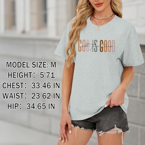 Tuislay Christian God is Good Shirt for Women Faith Jesus Shirts Bible Verse Religious Tshirts Inspirational Tees Cute Tops - color: Light Gray, size: Small
