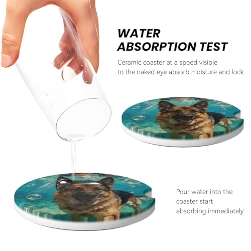 Dog 2 Pack Car Cup Holder Coasters Absorbent Ceramic Drink Coasters - color: Purple