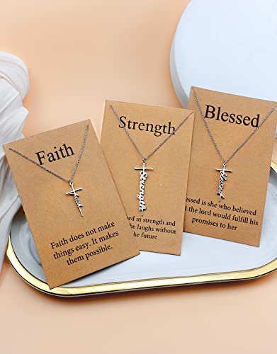 Lcherry Faith Cross Pendant Necklace for Women Religious Christian Jewelry Birthday Christmas Gifts for Women - style: 3-strength