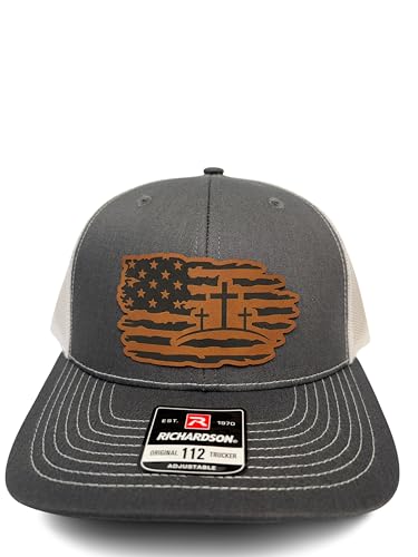 Christian Jesus Cross Hat for Men and Women – God Religious Faith Baseball Cap Trucker Snapback Hat - color: Charcoal White