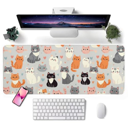 Mouse Pad, Desk Mat, 31.5x11.8in Large Mousepad, Cat Family - color: Cat Family