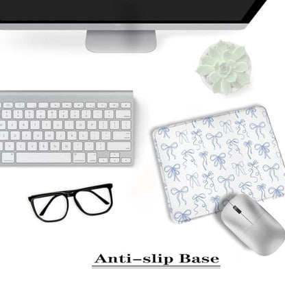 Coquette Blue Bow Mouse Pad, Preppy Girly Blue Aesthetic Mousepads for Wireless Mouse Computers Laptop Desk Accessories, Coquette Preppy Office Supplies, 9.5x7.9 Inch - color: colour 9