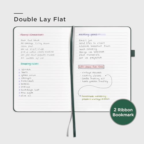 &And Per Se Lined Hardcover Notebook – A5 5.7"x8" College Ruled, 160 Pages, 100gsm Thick Paper – Aesthetic Journal for Women, Gift-Ready Planner, Everyday Writing Notebook (Dark Green) - color: o.Dark Green with Pattern, style: Lined with Pattern
