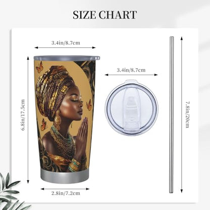Christian Gifts for Women Faith Tumbler 20oz, African American Black Women Inspirational Religious Stainless Steel Travel Mug, Spiritual Bible Prayer Birthday Gift - color: Black-Christian