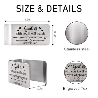 God is with You Watch Over You Visor Clip for Cars Gifts for Friend - color: Siliver